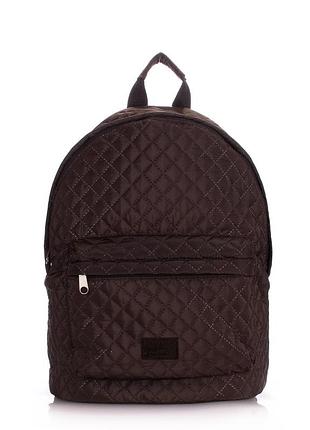 Рюкзак стеганый женский poolparty черный полиэстер, коричневый