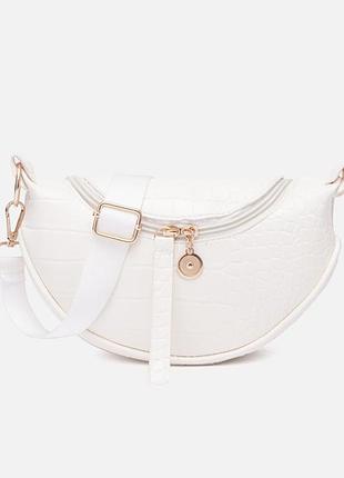 Поясная сумка женская (бананка) эко кожа белый( 0120 )