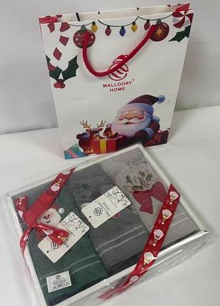 Подарочный набор кухонных полотенец malloory home new year 3 шт+ праздничный пакет