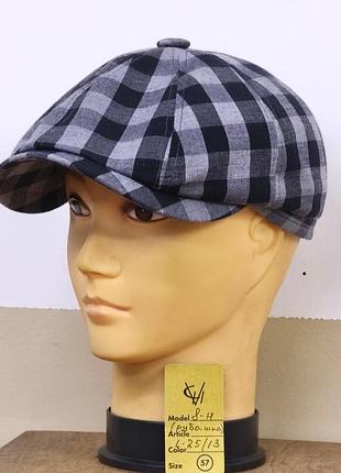 Кепка мужская восьмиклинка хулиганка 8 клинка comfort heads летняя весенняя рубашечна ткань серая клетка 59