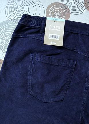 Прямые темно-синие вельветовые джинсы брюки в рубчик р.18