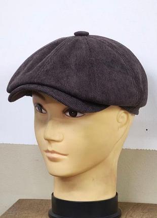 Кепка мужская восьмиклинка хулиганка вельветовая коричневая 2 демисезонная comfort heads весна осень слимтек 57