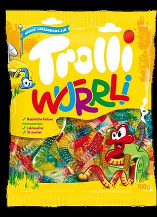 Цукерки желейні жувальні trolli wurrli (чрв'яки), 150 г, німеччина, черв'яки цукерки