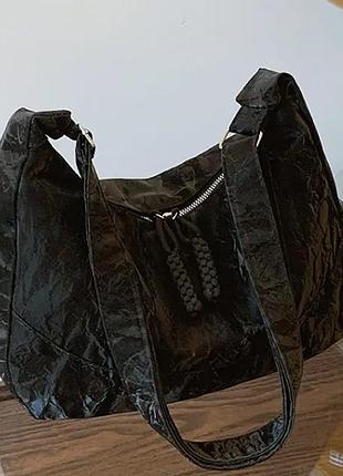 Жіноча чорна текстильна сумка на плече wallaby | 37295-5