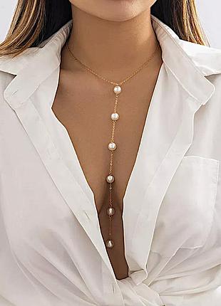 Колье ожерелье чокер жемчужинки (имитация)