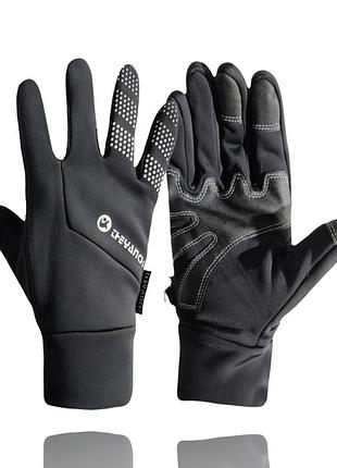 Спортивные сенсорные термо перчатки черного цвета l