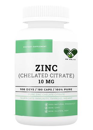 Zinc zitrate chelated 10 мг. premium (100 капсул) цинк хелат цитрат в капсулах / таблетках en`vie lab