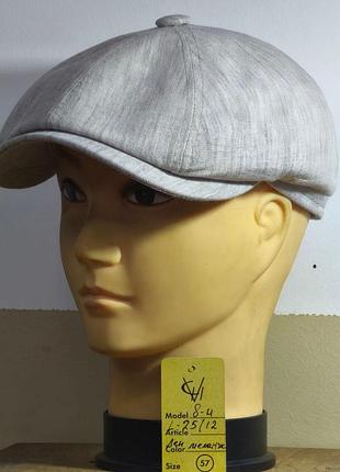 Кепка мужская восьмиклинка хулиганка 8 клинка comfort heads весенняя летняя лён льняная ткань серая меланж 61