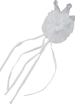 Чарівна паличка юна принцеса біла зі сріблястою коронкою