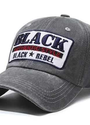 Бейсболка кепка black rebel котон цвет серый