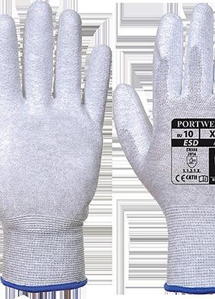Антистатические перчатки с пу покрытием ладони a199 серый, xl