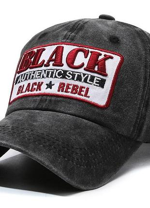Бейсболка кепка black rebel котон цвет серый черный