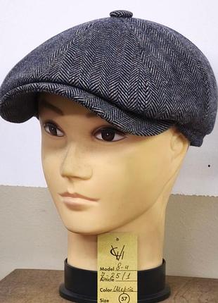 Кепка шерстяная мужская шерсть теплая восьмиклинка comfort heads осень зима флис уши серая z 25/1 58