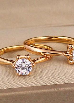 Кольцо xuping jewelry тонкое с фианитом шестигранник р 19 золотистое