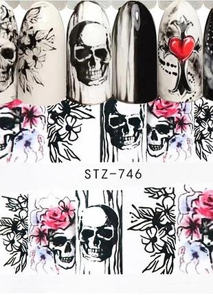 Слайдеры хэллоуин для ногтей черепа 5 на 6 см разноцветный