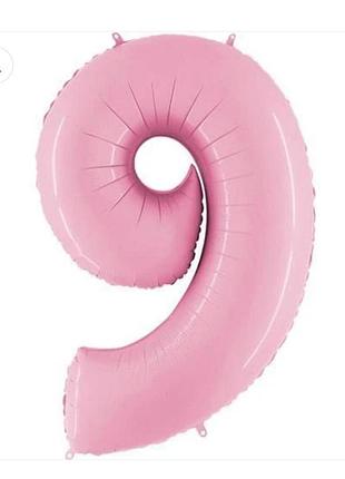 Цифра фольгована 9 рожева 40" 100 см