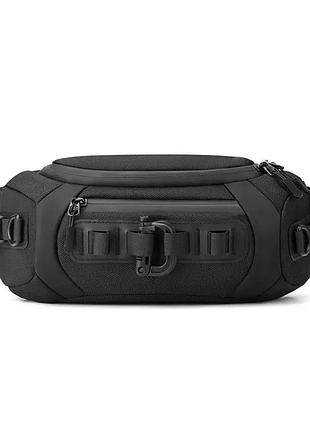 Мужская нагрудная сумка вместительная универсальная черная бананка tiding