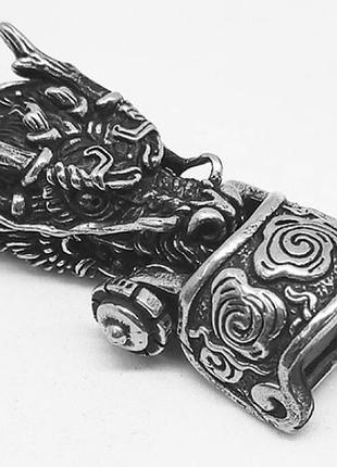 Застежка для браслета "дракон" ручное литье белая бронза