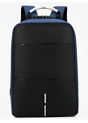 Мужской рюкзак повседневный плотный городской молодежный вместительный usb выход черный для ноутбука 18 литров