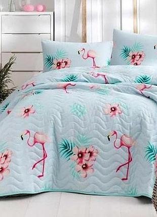 Покрывало стеганое с наволочкой 160х220см flamenco ментоловый eponj home