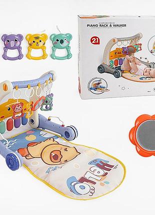 Ходунки-каталка килимок, підсвічування, мелодії, пальчикові ігри, 4 брязкальця, дзеркальце, в коробці