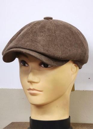 Кепка мужская восьмиклинка хулиганка вельветовая коричнев ый ая демисезонная comfort heads весна осень слимтек 57