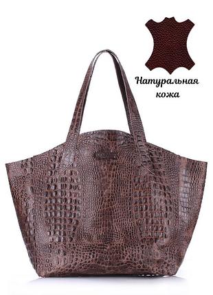 Сумка женская кожаная под крокодила poolparty fiore зеленая коричневый