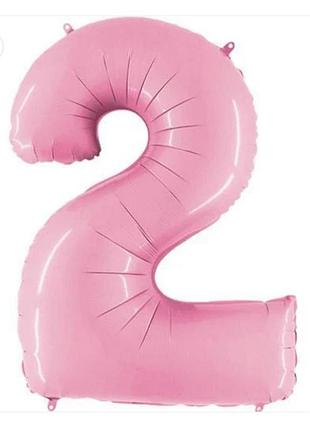 Цифра фольгована 2 рожева 40" 100 см