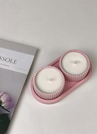 Набор ароматических соевых свечей в гипсовых кашпо sky на подставке orgazmiс