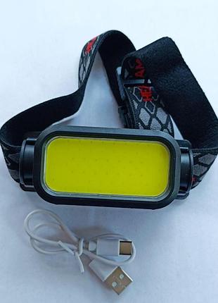 Налобный фонарь bl-008 (led+cob+red)