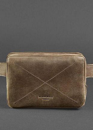 Шкіряна сумка поясна dropbag mini (коньяк) горіх