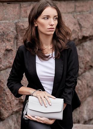 Кожаный женский клатч белый