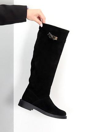 Чоботи "orion", чорний, натуральна замша, демі