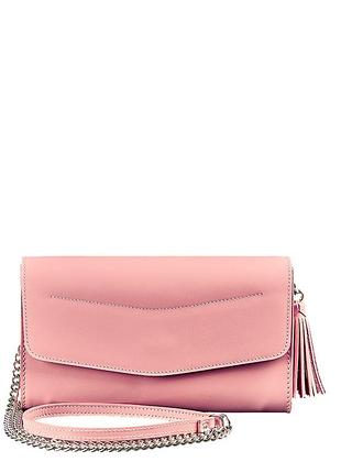 Кожаный женский клатч персик