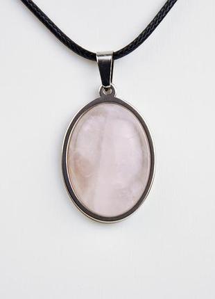 Стальной кулон розовый кварц арт. 771319