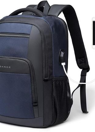 Рюкзак bange bg1922 городской дорожный влагозащищенный usb синий 30 л
