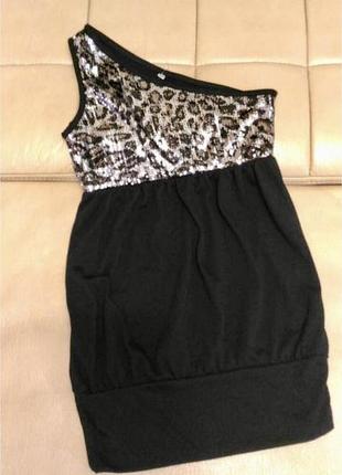 Сукня з паєтками розмір xxs чорного леопардового кольору ввскоза