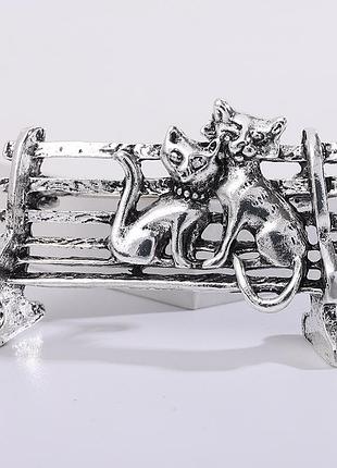 Брошь коты на лавочке (494693253)