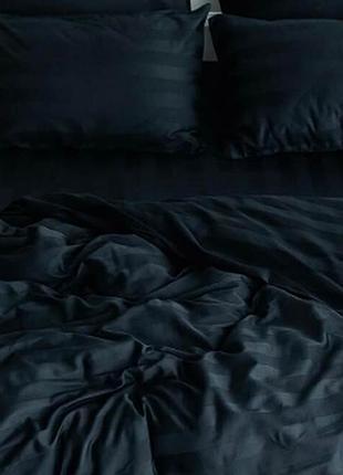 Комплект білизни полутороспальний чорний страйп сатин