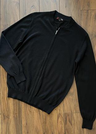 Dressman кардиган на близкавці чорний мерінос  акріл