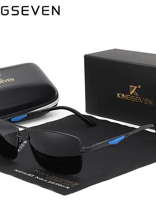 Брендові чоловічі сонцезахисні поляризаційні окуляри kingseven black / очки мужские солнцезащитные