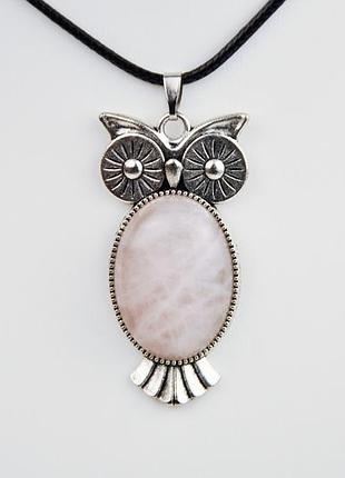 Кулон сова рожевий кварц арт. 771320