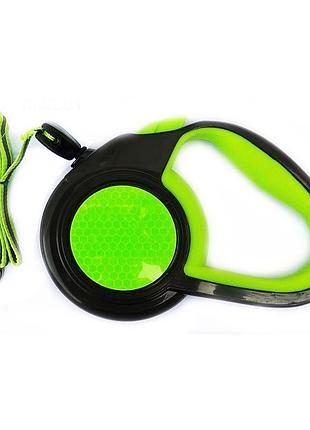 Поводок-рулетка для выгула собак до 12кг/3м (лента) зеленый