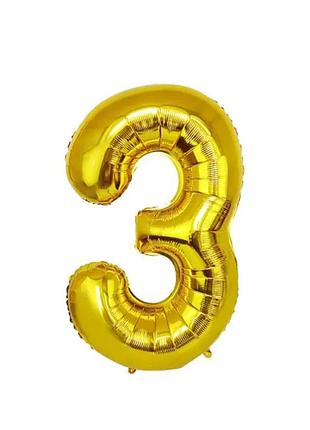 Цифра фольгована 3 золото 76см