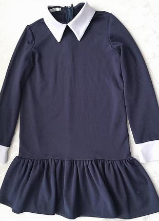 Синее школьное платье