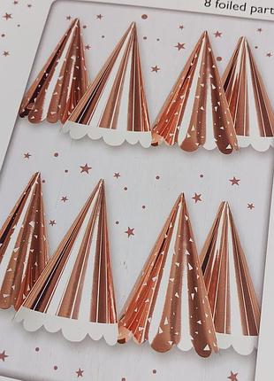 Набор колпаков, 8 штук, высота 16 см, happy birthday, розовые