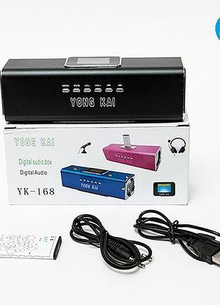 Плеер-колонка mp3 стерео yk-168(uk2,uk3) с fm радио черные