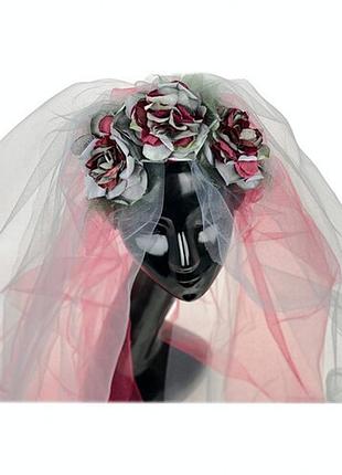 Обруч венок из крупных цветов с фатой ведьма гертруда