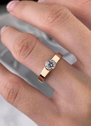 Серебряное кольцо с золотом и фианитами