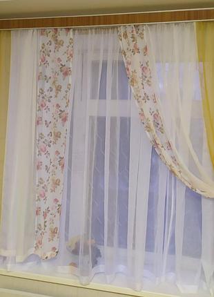 Шторы для комнаты. шторы для кухни. ширина по карнизу 1.40-2.20 м. высота 1.75